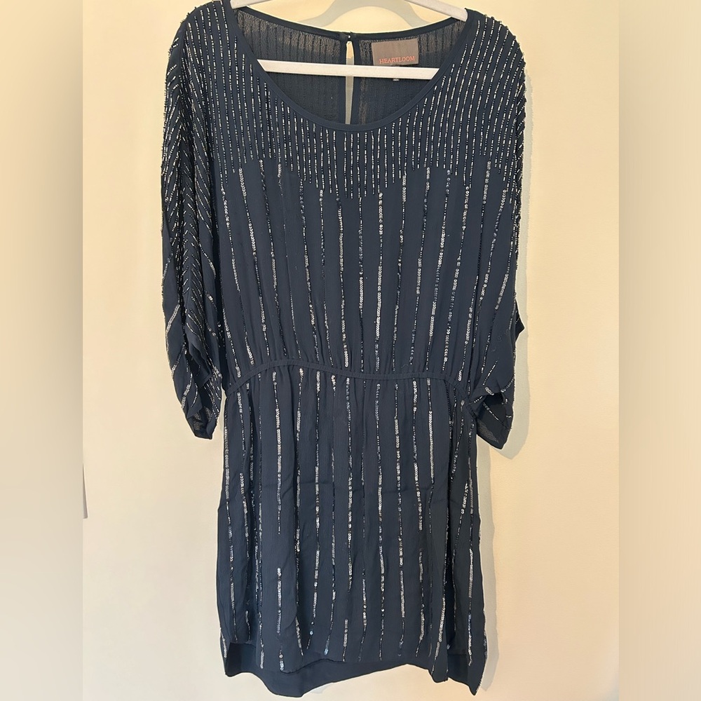 Heartloom Navy Blue Sequined Dress